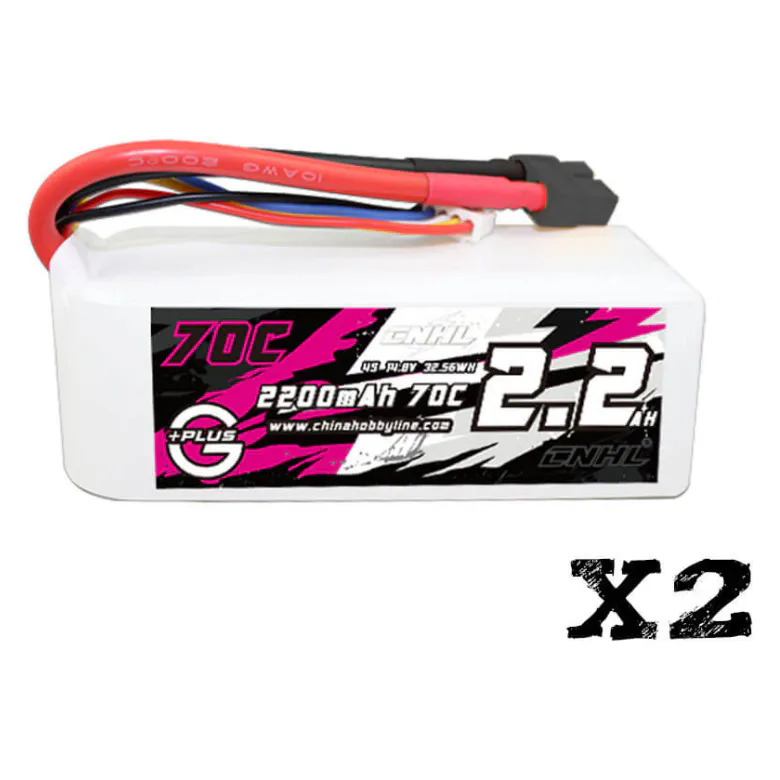 CNHL G+Plus 2200mAh 4S 14.8V 70C LiPo Battery, 2-Pack (XT60)