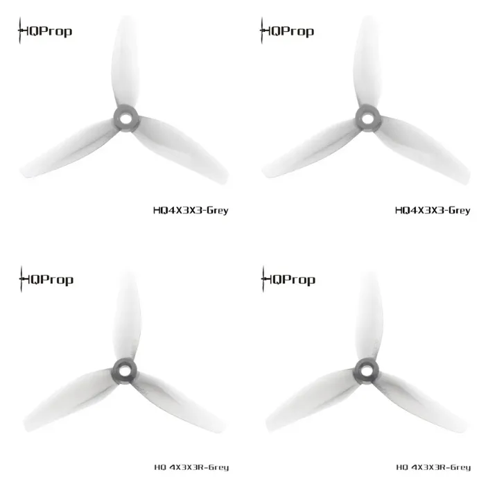 HQProp 4X3X3V2 Propeller (2CW+2CCW) — Polycarbonate — Color: Grey