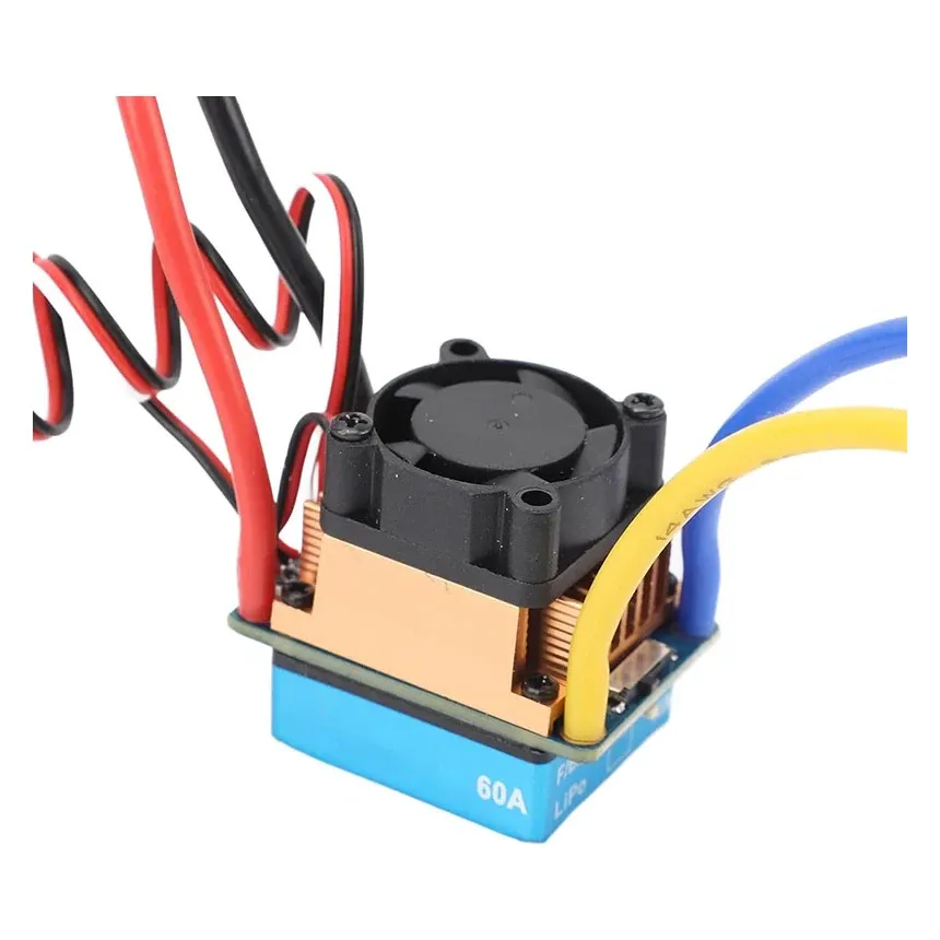 ReadyToSky 480A Brushed ESC (60A Continuous) with Cooling Fan for RC Cars & Boats