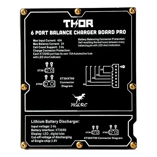 HGLRC Thor Pro 6-Port Balance Charging Board with Discharger (XT30/XT60, 2-6S)