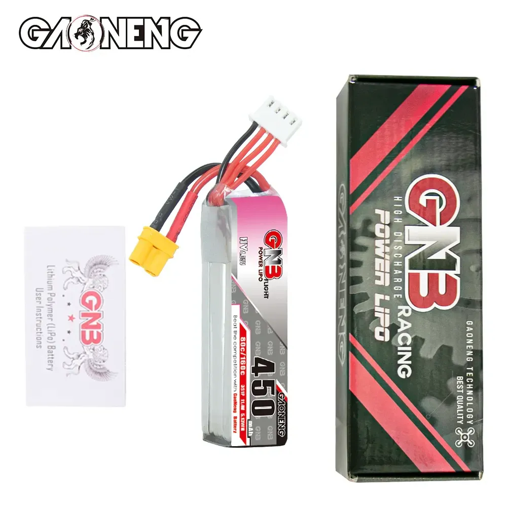 GAONENG GNB 450mAh 3S 11.4V 80C LiHV Battery XT30 Long Type