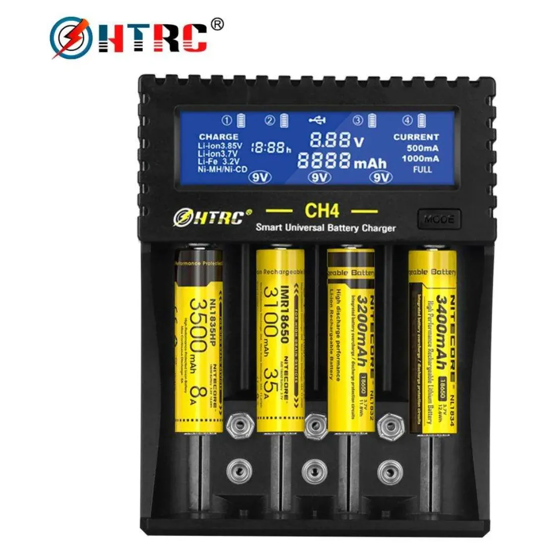 HTRC S4 LCD Smart Charger for 18650/26650/AA/AAA Batteries