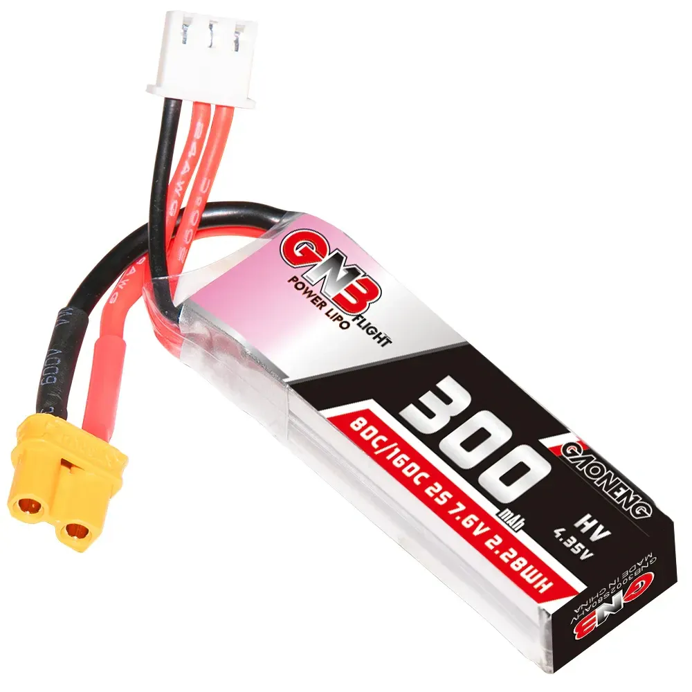 GNB LiHV 2S 7.6V 300mAh 80C XT30 LiPo Battery (GAONENG)