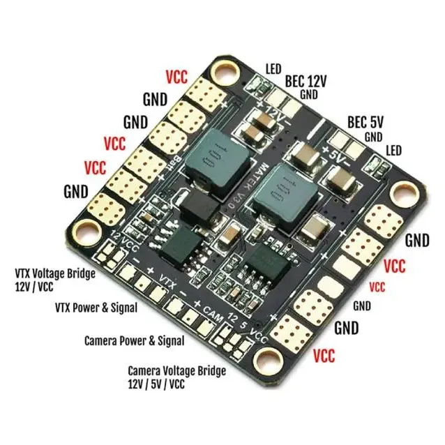 MATEKSYS Mini Power Hub PDB with 5V & 12V BEC