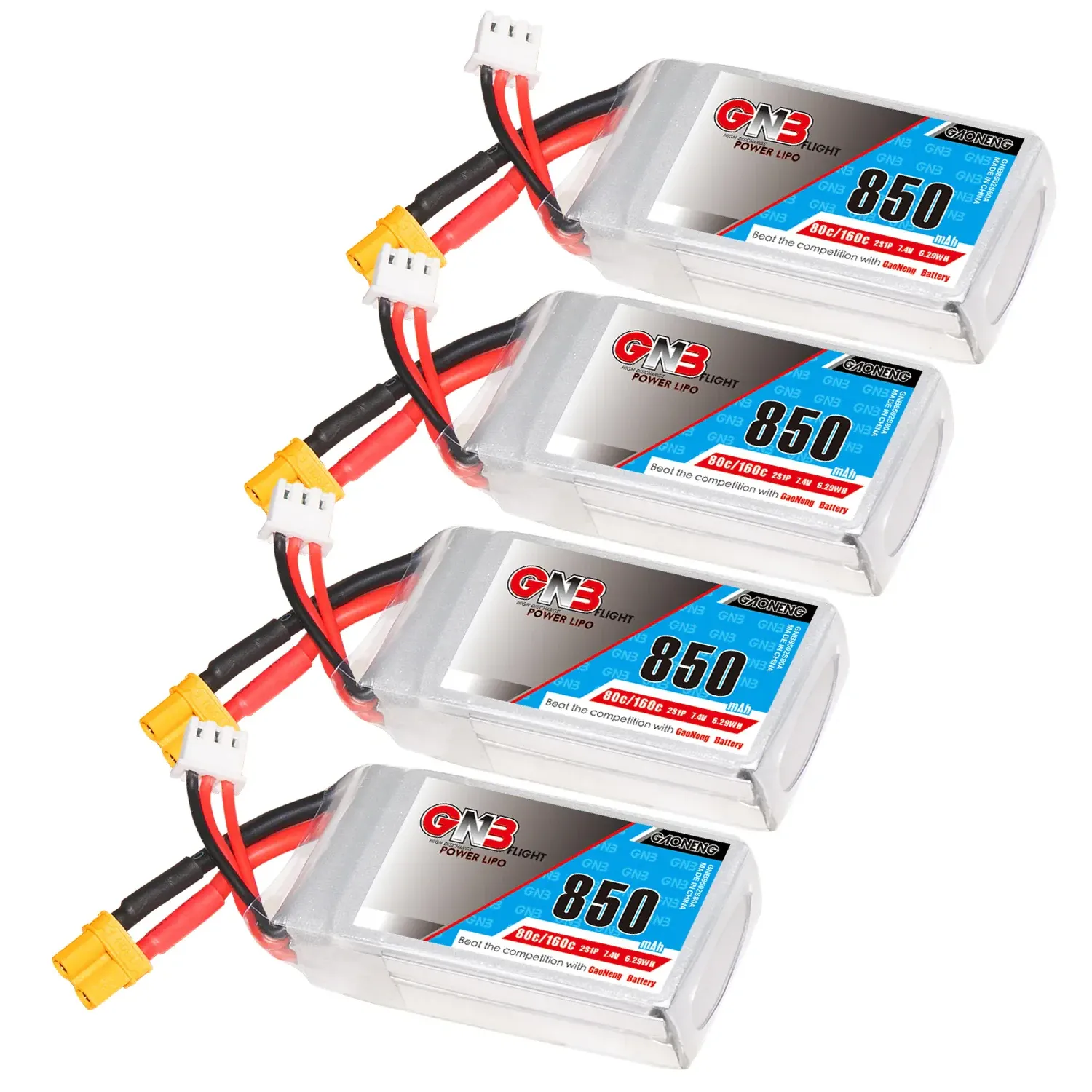 GNB 2S 7.4V 850mAh 80C XT30 LiPo Battery