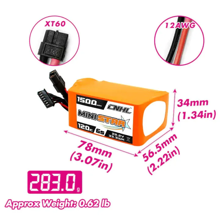 CNHL MiniStar 1500mAh 6S 22.2V 120C LiPo Battery