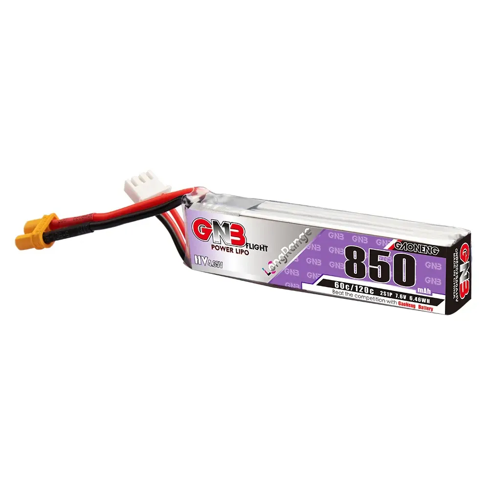 GAONENG GNB 850mAh 2S 7.6V 60C XT30 LiHV Battery (Long)