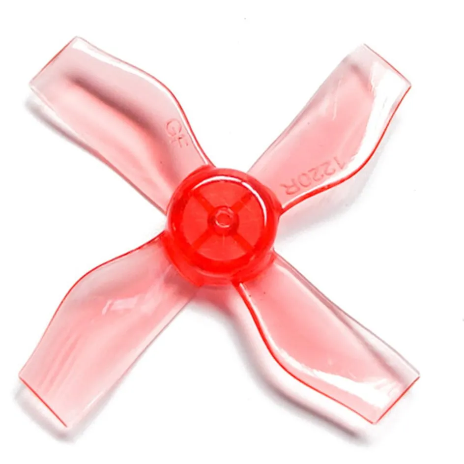 Gemfan 1220-4 31mm 4-Blade Whoop Propeller (8 Pack — 4CW+4CCW) — Color: Clear Red / Shaft: 0.8mm, Color: Clear Red / Shaft: 1mm