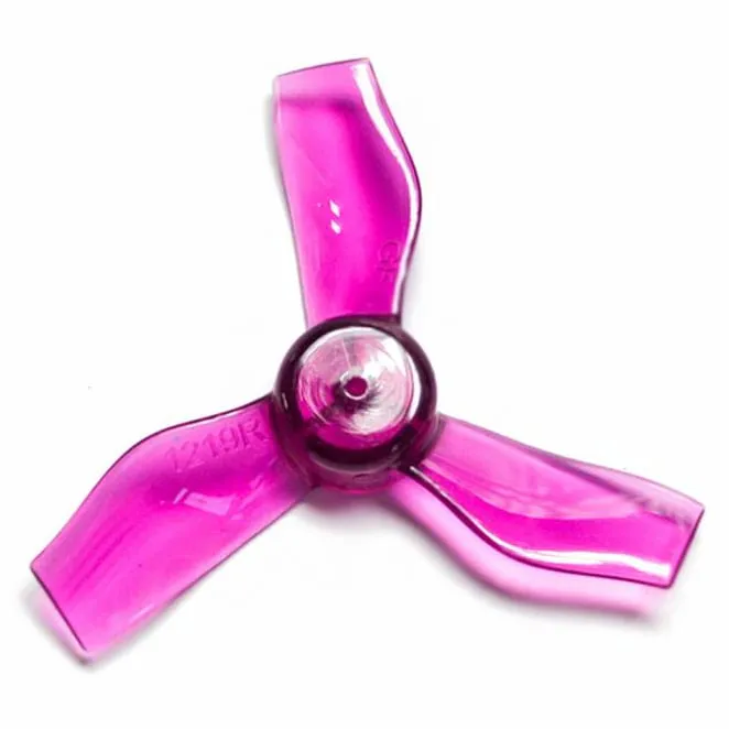 Gemfan 1219-3 31mm 3-Blade Whoop Propeller (1mm Shaft – Set of 8) — Color: Clear Purple