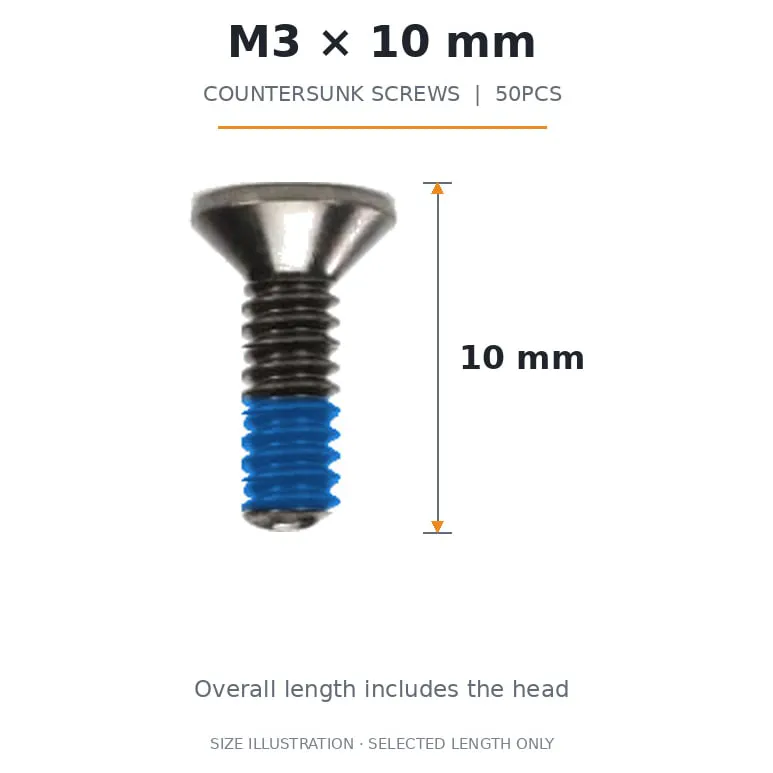 FlyFishRC M3 Countersunk Screws Pack (50PCS) — Length: 10mm