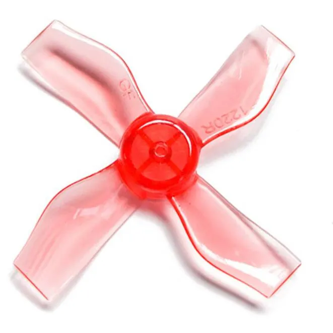 Gemfan 1220-4 31mm 4-Blade Whoop Propeller (0.8mm Shaft, Set of 8) (4CW+4CCW) — Color: Clear Red