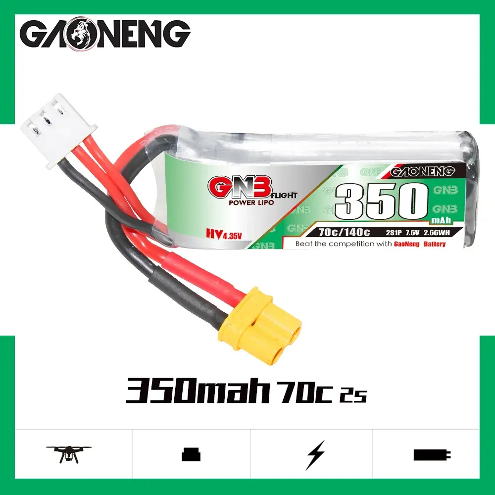 Gaoneng GNB 350mAh 2S 7.6V 70C LiHV Battery (XT30)