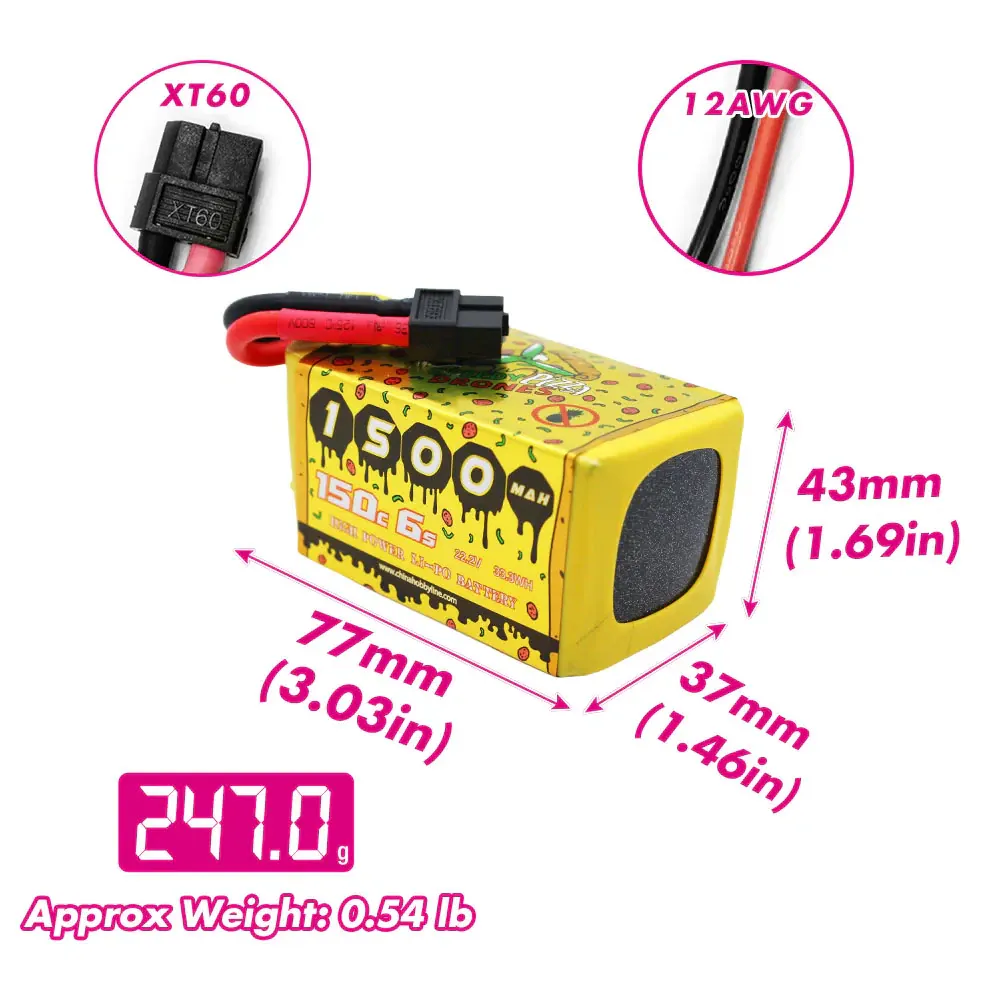 CNHL Speedy Pizza Pro 1500mAh 22.2V 6S 150C LiPo Battery (XT60)