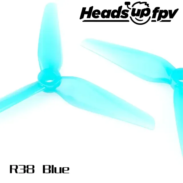 HQProp HeadsUp R38 Racing Propeller — Polycarbonate (2CW + 2CCW) — Color: Blue