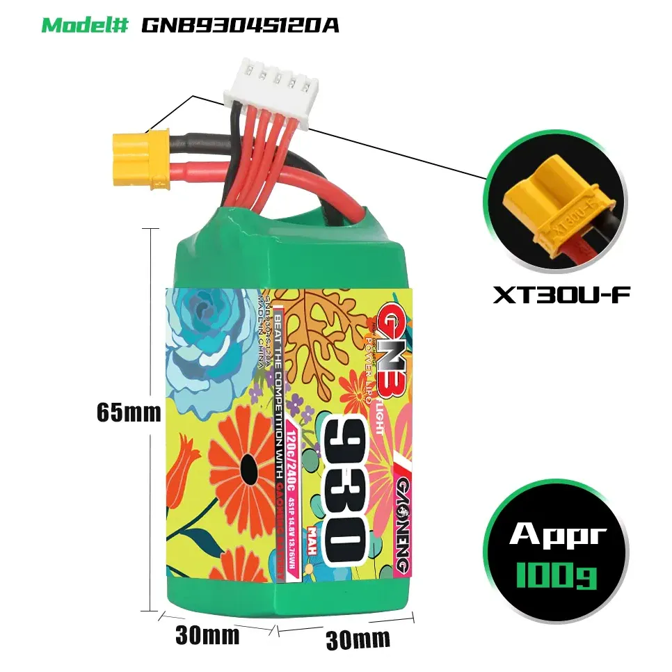 GAONENG GNB 930mAh 4S 14.8V 120C XT30 LiPo Battery
