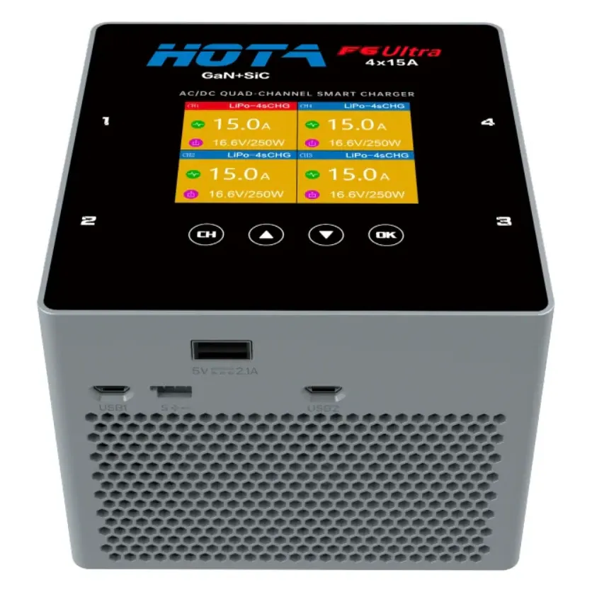HOTA F6 Ultra Quad-Channel AC/DC Smart Charger (GaN)