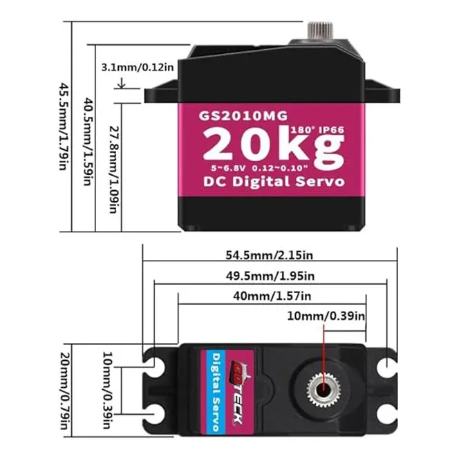 DYS Waterproof 20kg 6V Digital Servo, Full Metal Gear (IP65)