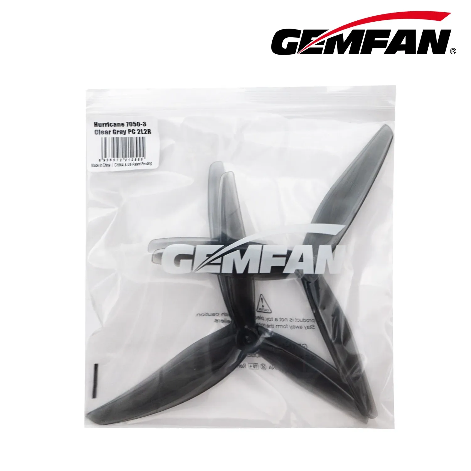 Gemfan Hurricane 7050 PC 3-Blade Propeller (Set of 4 — 2CW+2CCW) — Color: Grey