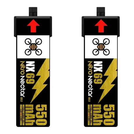 NewBeeDrone Nitro Nectar NX69 1S 550mAh 80C HV LiPo Battery — Quantity: 2 Batteries