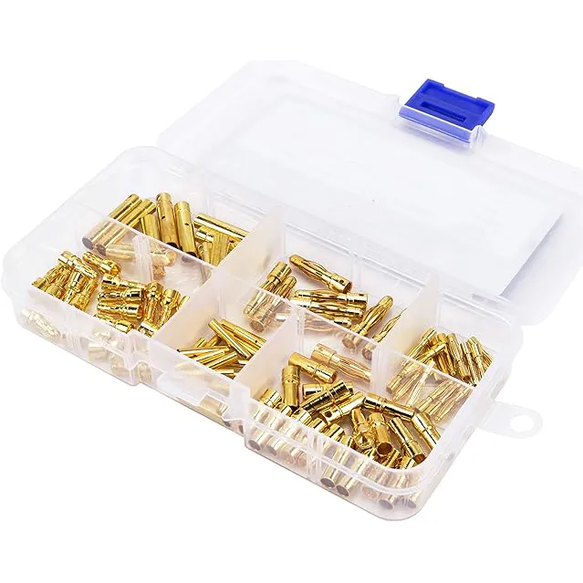 Gold Bullet Connector Kit, 2mm / 3.5mm / 4mm (100 Pcs)