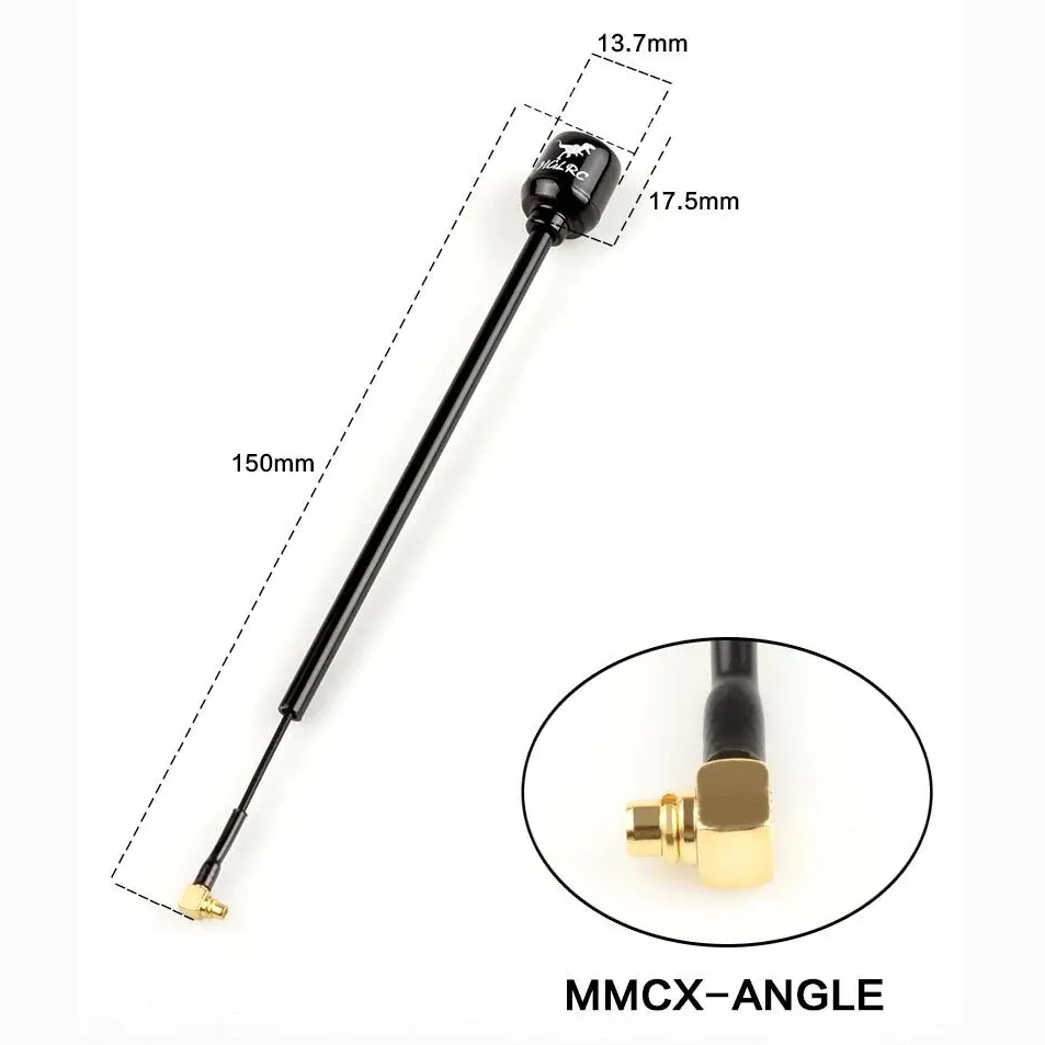 HGLRC Long Range Hammer Mini 2.5dBi 5.8G FPV Antenna — Connector: MMCX 90°, Polarization: RHCP, Connector: MMCX 90°, Polarization: LHCP