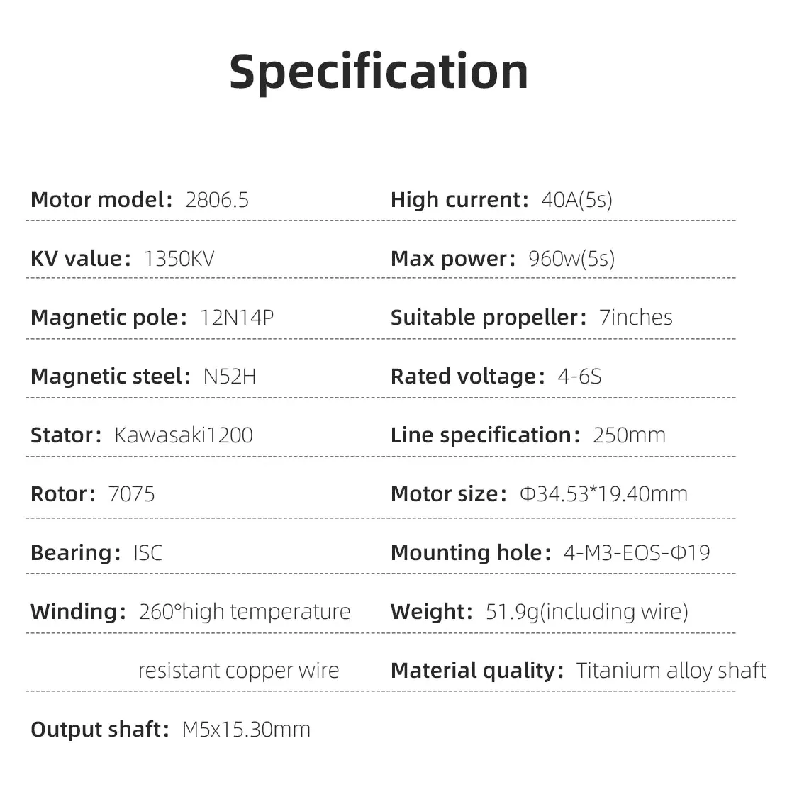 HGLRC Specter 2806.5 1350KV Brushless Motor