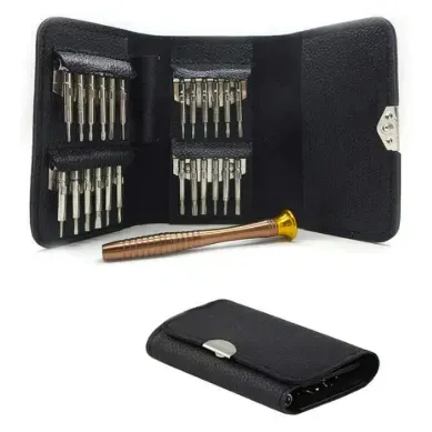 25-in-1 Precision Mini Screwdriver Kit with Leather Case