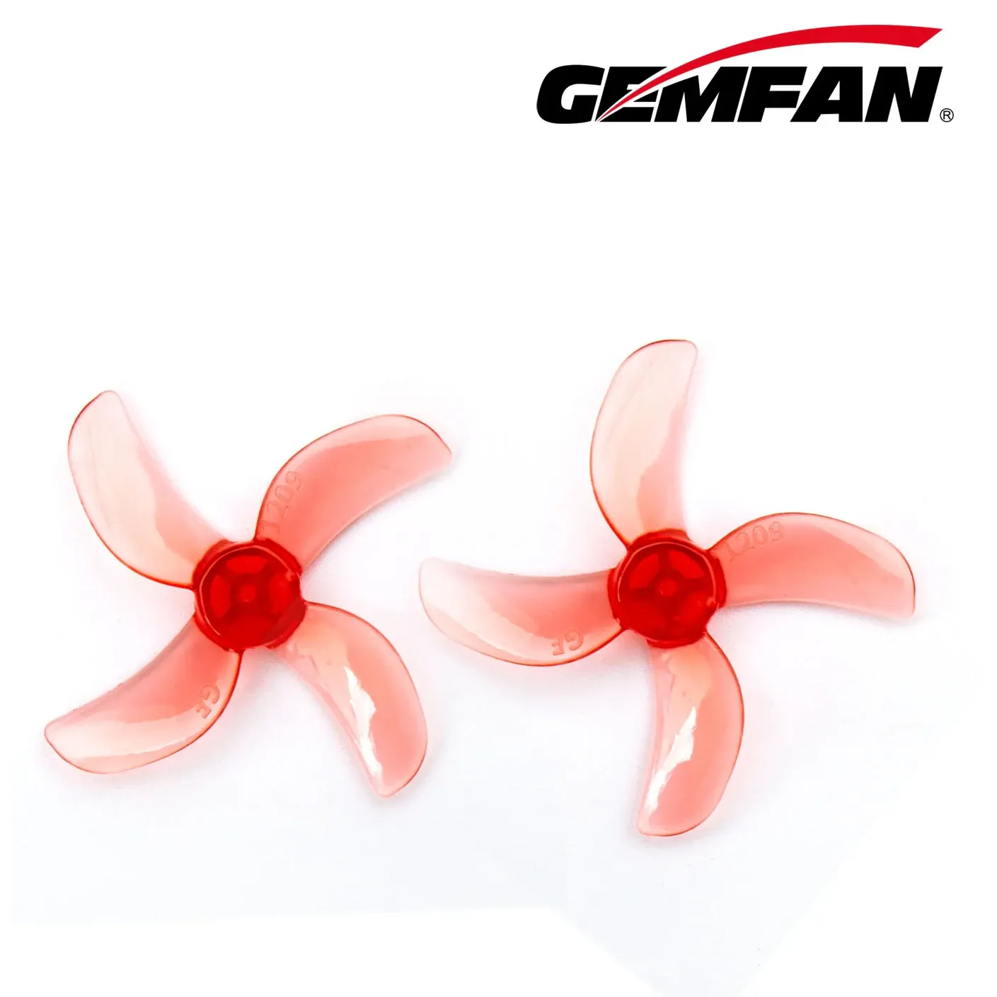 40mm 1609 PC 4-Blade Whoop Propeller (1mm/1.5mm Shaft) (Set of 8 — 4CW+4CCW) — Color: Clear Red / Shaft: 1mm