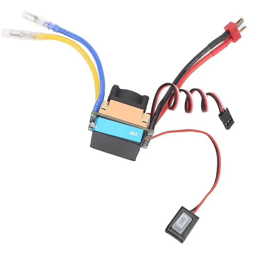 ReadyToSky 480A Brushed ESC (60A Continuous) with Cooling Fan for RC Cars & Boats
