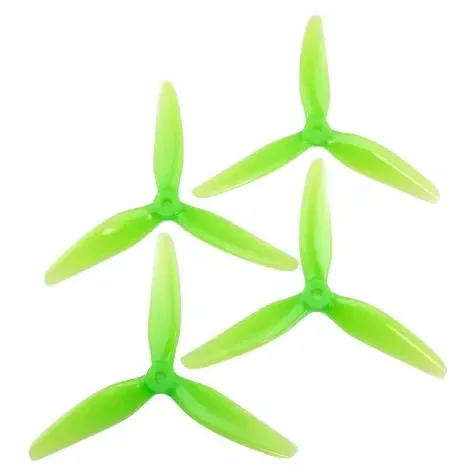 HQProp Durable DP5.1x4.1x3 Tri-Blade Propellers (2CW+2CCW) — Color: Light Green