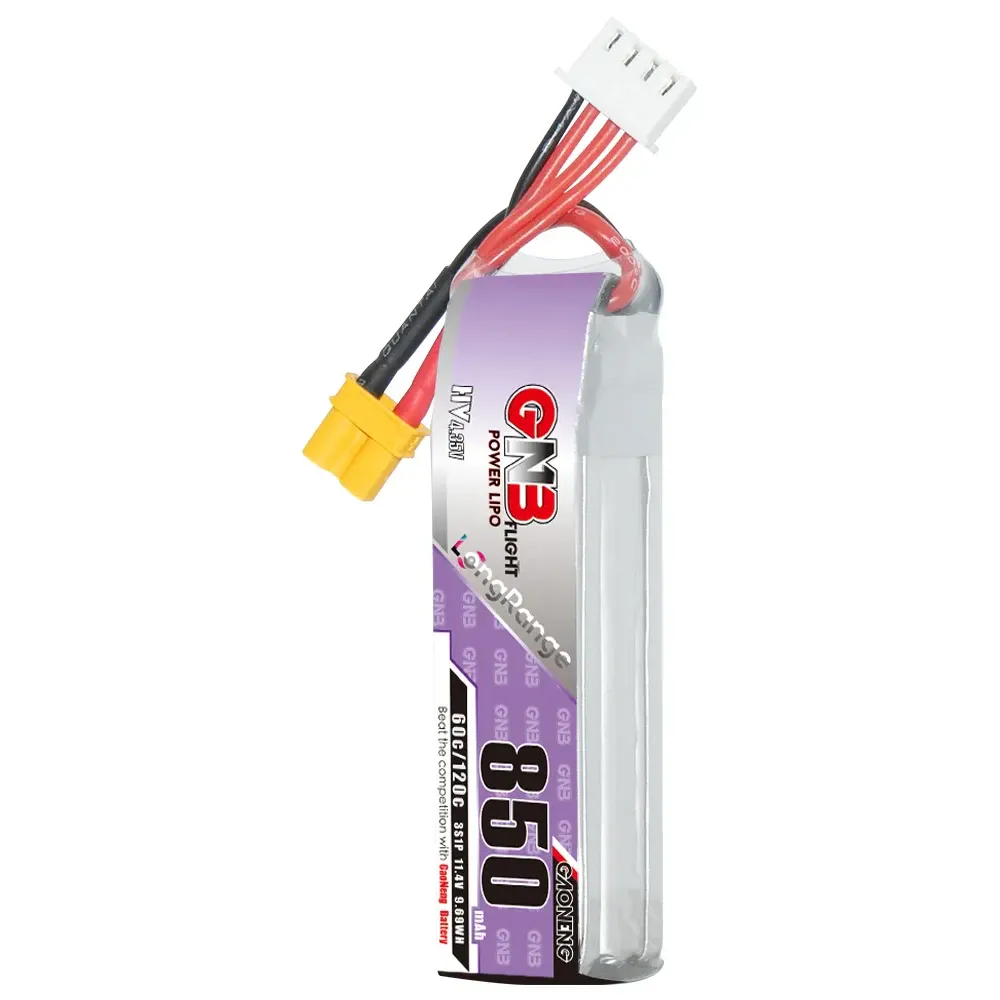 GAONENG GNB 850mAh 3S 11.4V 60C XT30 LiHV Battery (Long)