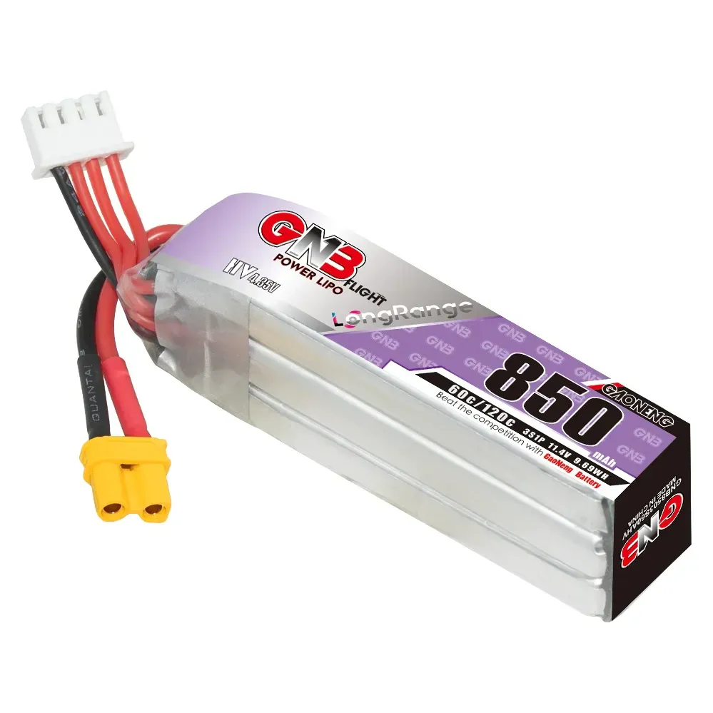 GAONENG GNB 850mAh 3S 11.4V 60C XT30 LiHV Battery (Long)