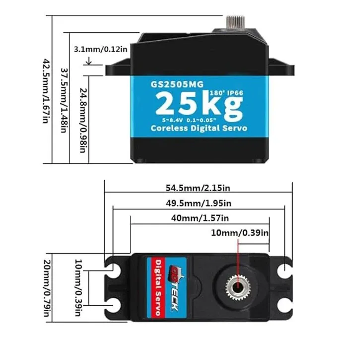 DYS Waterproof 25kg 8.4V Digital Servo, Full Metal Gear (IP66)