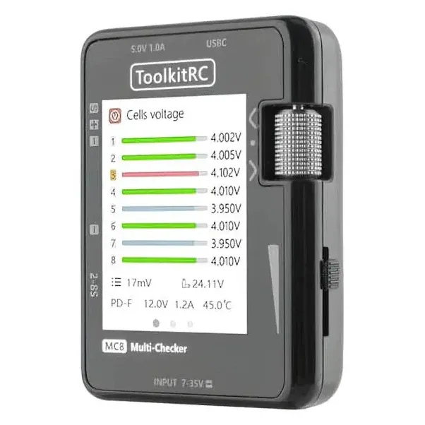 ToolkitRC MC8 Multi-Functional 2–8S Battery Checker