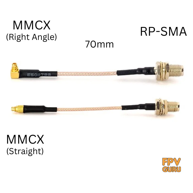 MMCX to SMA/RP-SMA Pigtail 70mm (2-Hole Flange Mount)
