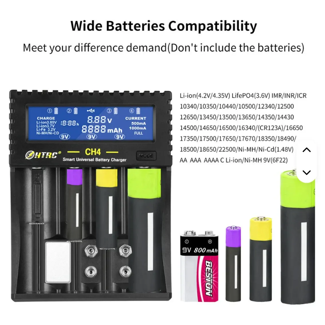 HTRC S4 LCD Smart Charger for 18650/26650/AA/AAA Batteries