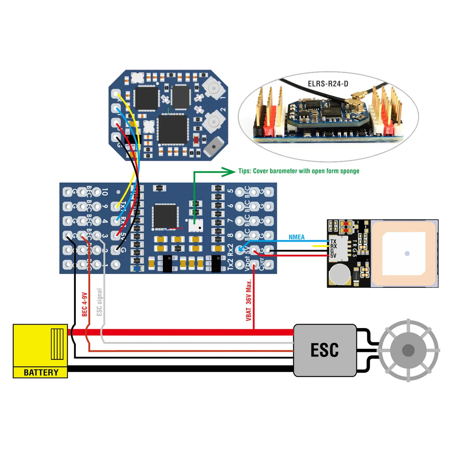 MATEKSYS CRSF-PWM Converter with Variometer CRSF-PWM-V10