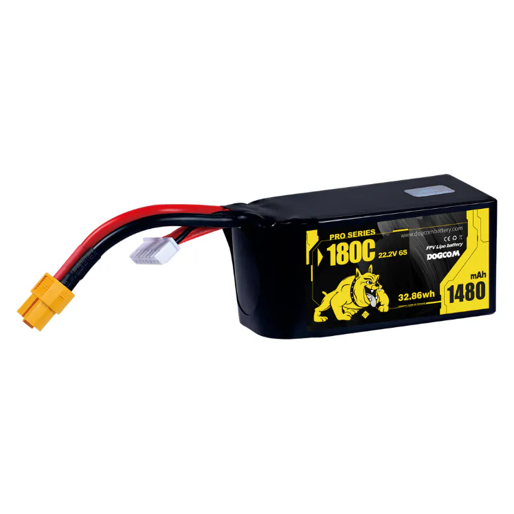 DOGCOM 1480mAh 180C 6S 22.2V EXTREMELY HIGH DISCHARGE RACING LIPO-XT60